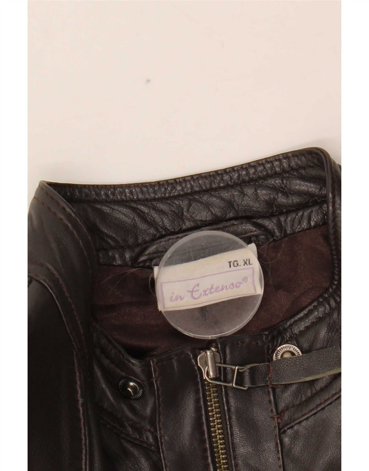 In Extenso Womens Bomber Leather Jacket UK 18 XL Brown