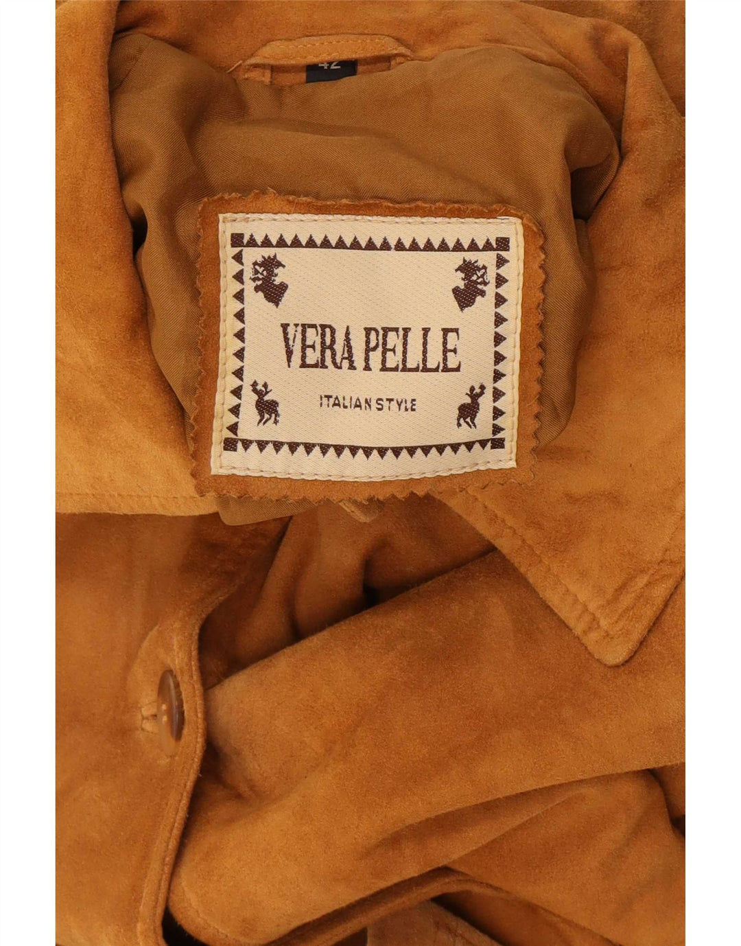 Vintage Womens Oversized Suede Overcoat IT 42 Medium Beige Leather