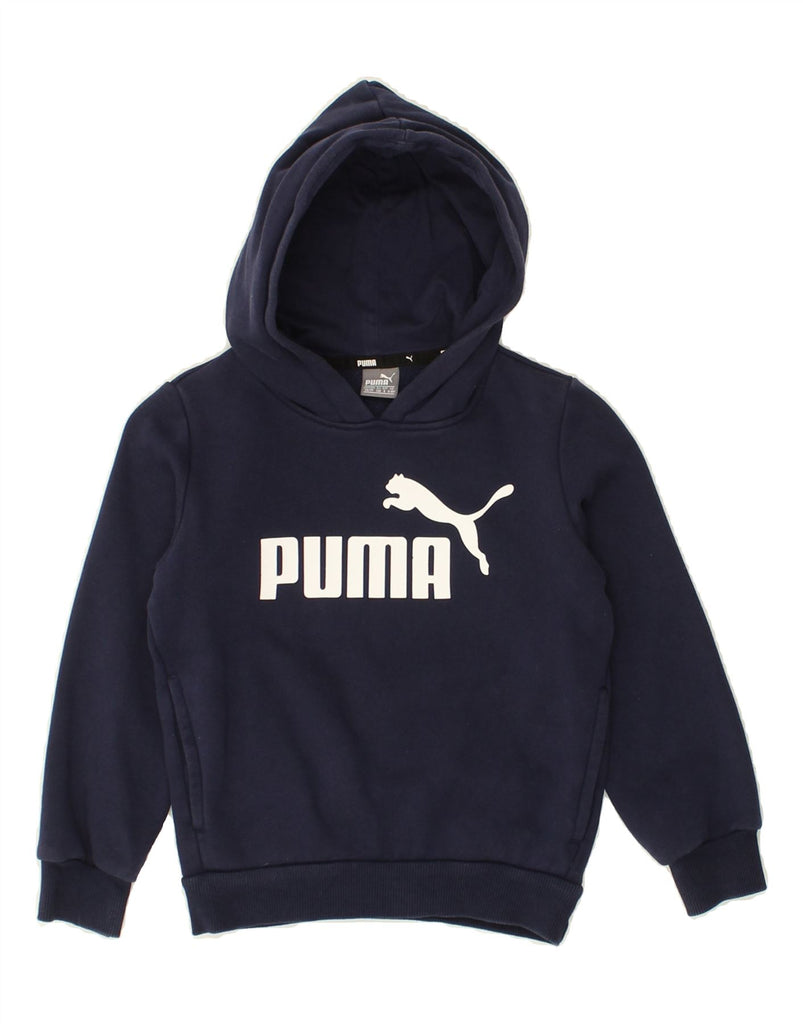 PUMA Boys Graphic Hoodie Jumper 5-6 Years Navy Blue Cotton | Vintage Puma | Thrift | Second-Hand Puma | Used Clothing | Messina Hembry 