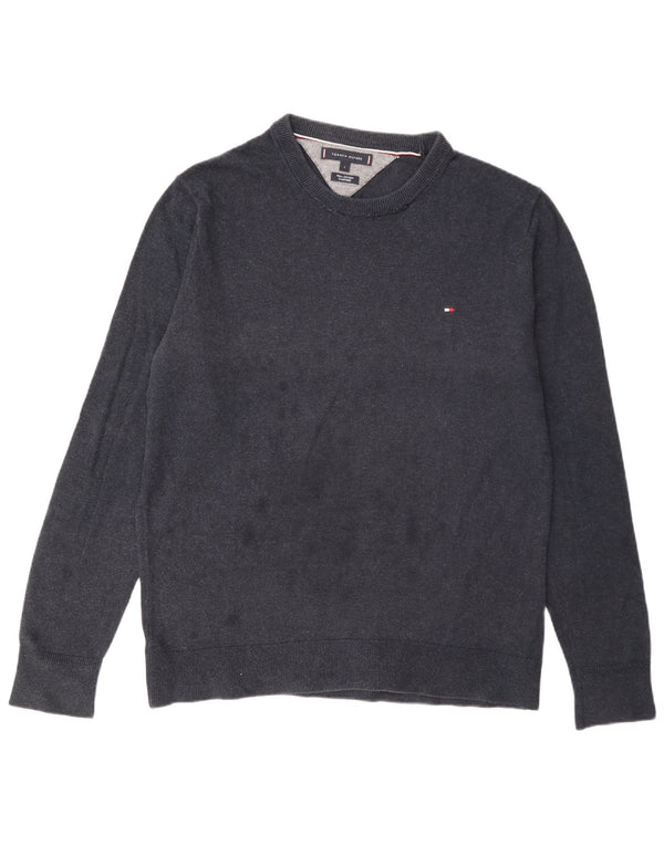 Tommy Hilfiger Mens Crew Neck Jumper Sweater Large Navy Blue Cotton