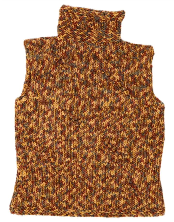 Vintage Womens Roll Neck Vest Tank Top UK 12 Medium Multicoloured Flecked