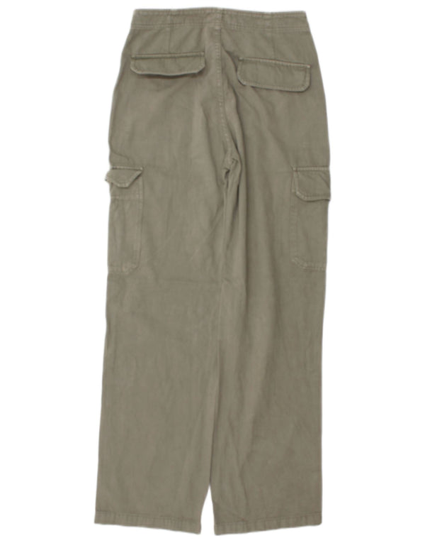 Zara Womens High Waist Straight Cargo Trousers EU 36 XS W26 L31 Khaki