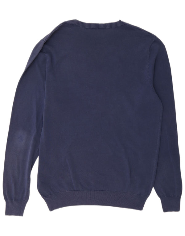 Massimo Dutti Mens Crew Neck Jumper Sweater Medium Navy Blue Cotton