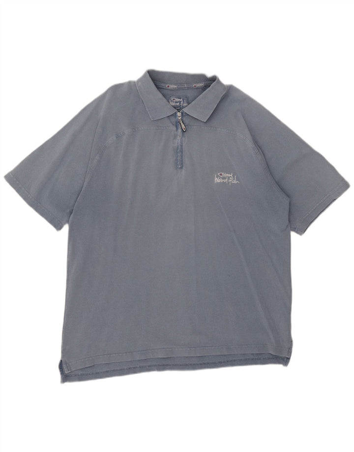 Weird Fish Mens Polo Shirt Medium Blue Cotton