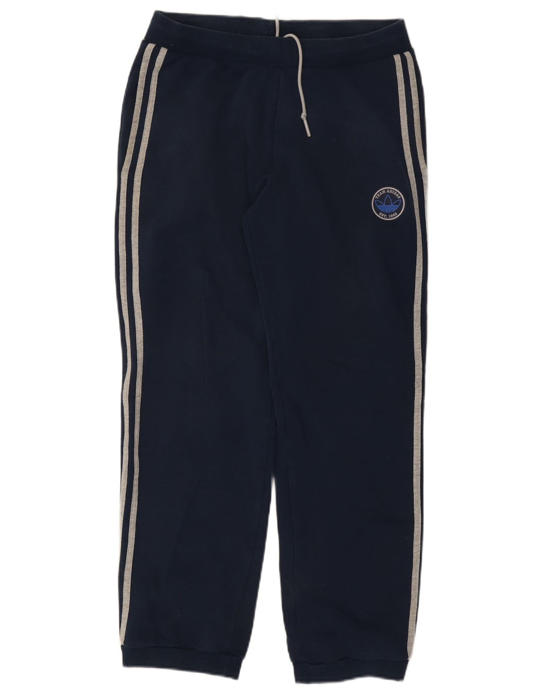 ADIDAS Mens Graphic Tracksuit Trousers Joggers Medium Navy Blue Cotton