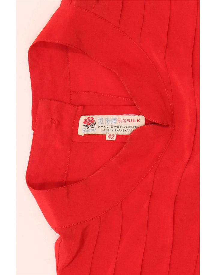 Vintage Womens Shirt Blouse EU 42 Large Red Silk