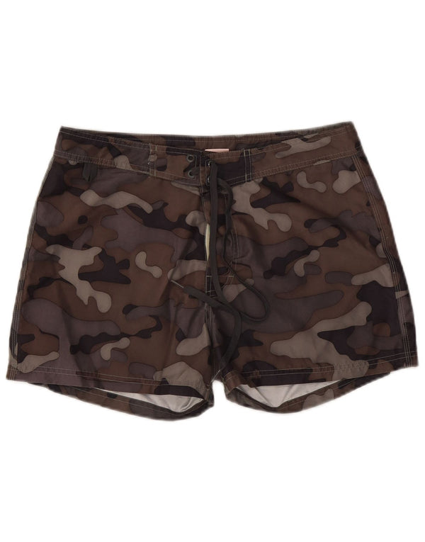 Sundek Mens Swimming Shorts W32 Large Brown Camouflage Polyester