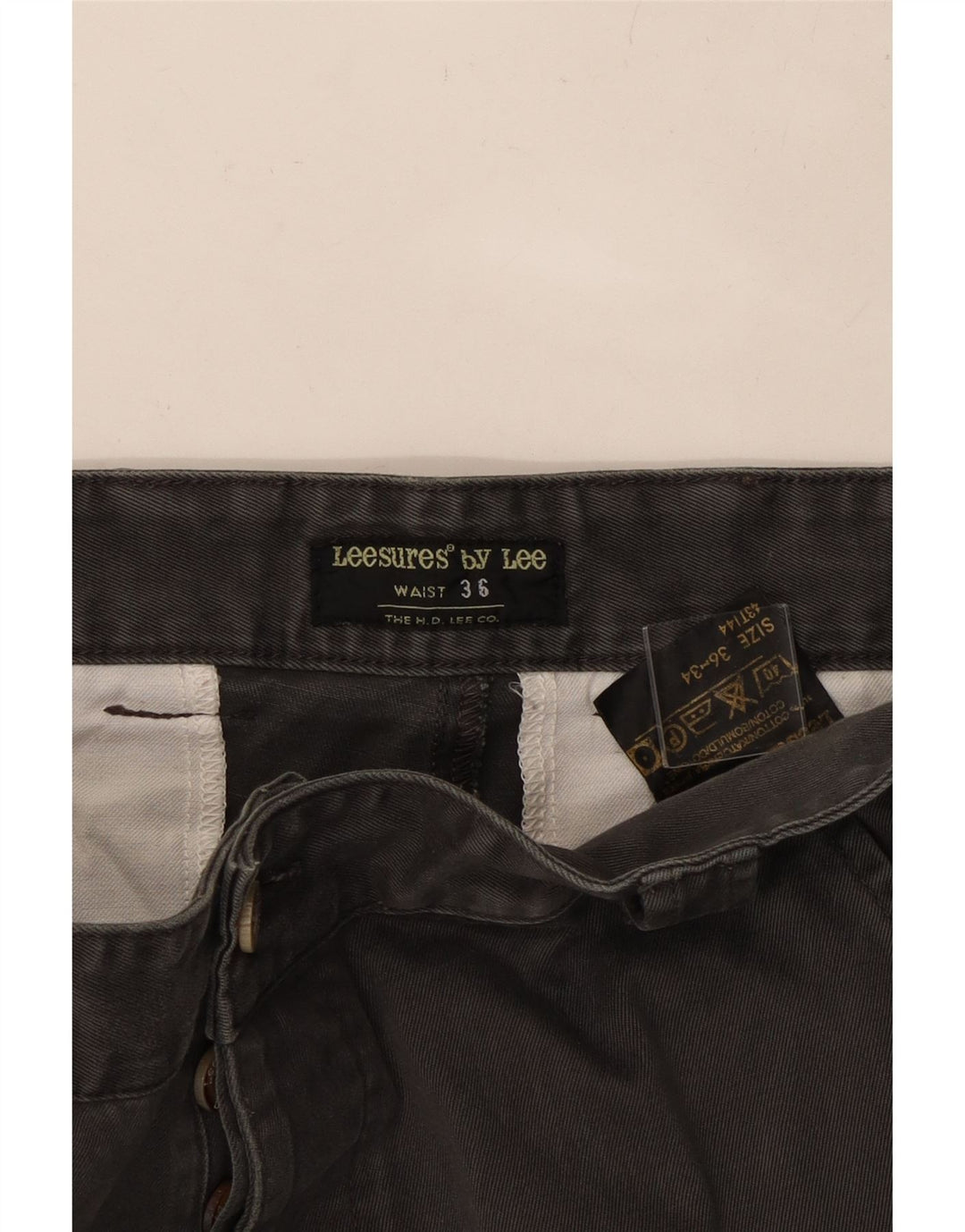 LEE Mens Straight Cargo Trousers W36 L34 Grey Cotton
