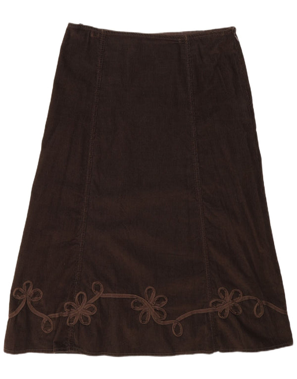 Marks & Spencer Womens Corduroy Skirt UK 16 Large W34 Brown Floral