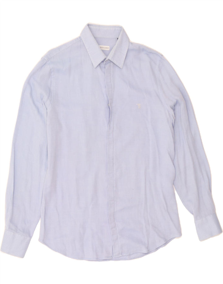 TRUSSARDI Mens Shirt Size 41 Medium Blue Cotton Vintage Trussardi and Second-Hand Trussardi from Messina Hembry 