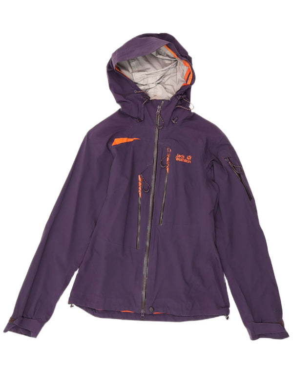 Jack Wolfskin Womens Hooded Rain Jacket UK 10 Small Purple Polyamide