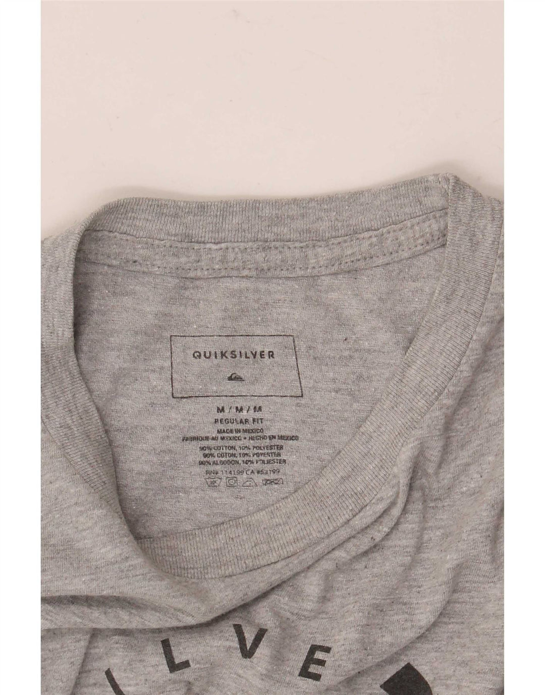 Quiksilver Mens Regular Fit Graphic T-Shirt Top Medium Grey Flecked Cotton