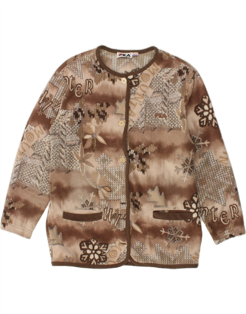 FILA Womens Cardigan Sweater IT 44 Medium Brown Fair Isle | Vintage Fila | Thrift | Second-Hand Fila | Used Clothing | Messina Hembry 