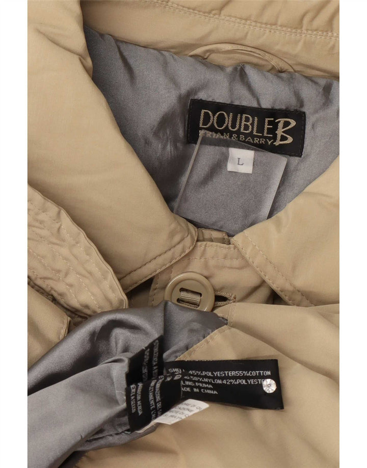 Vintage Mens Padded Coat UK 40 Large Beige Polyester
