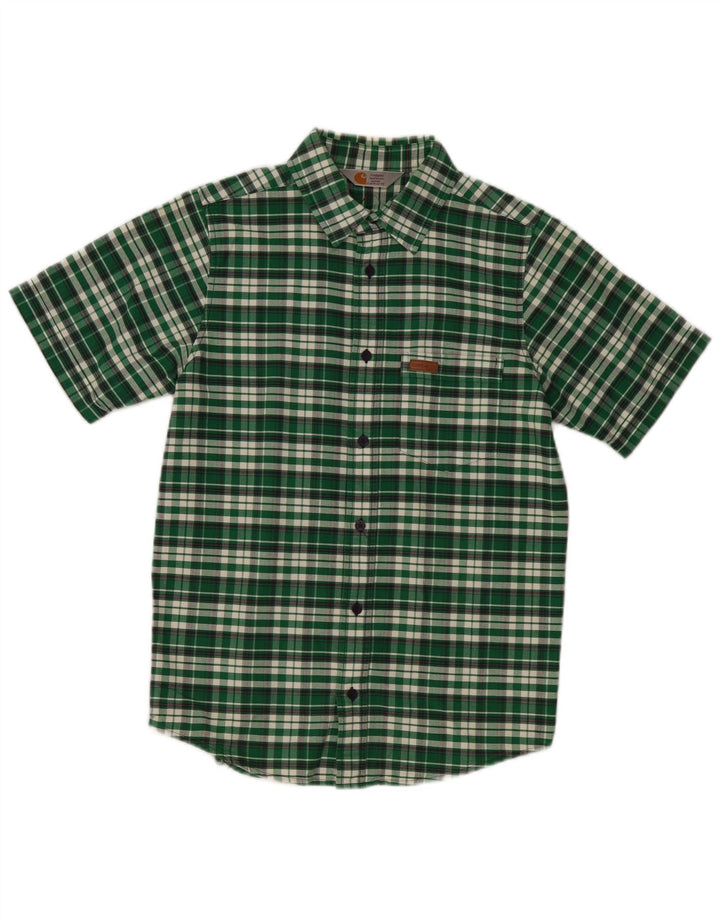 CARHARTT Mens Short Sleeve Shirt Small Green Check Cotton