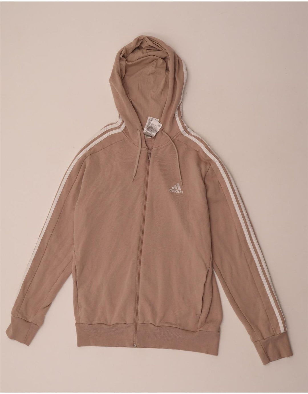 Adidas Mens Zip Hoodie Sweater Medium Brown Colourblock Cotton