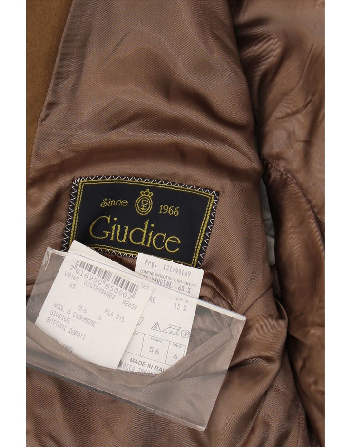 Giudice Mens 2 Button Blazer Jacket IT 56 3XL Beige Wool
