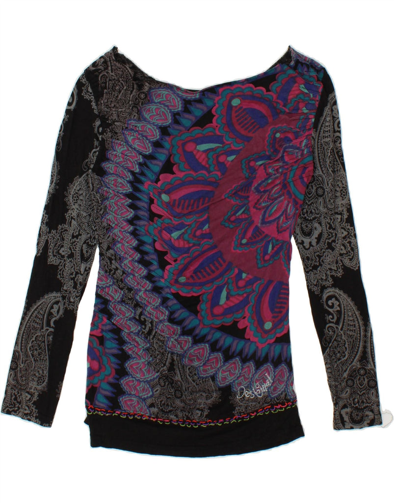 DESIGUAL Womens Blouse Top UK 8 Small Black Paisley Vintage Desigual and Second-Hand Desigual from Messina Hembry 