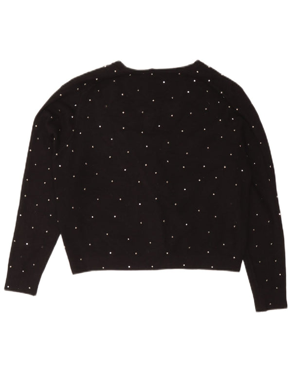 Zara Womens Bolero Jumper UK 12 Medium Black Spotted Viscose