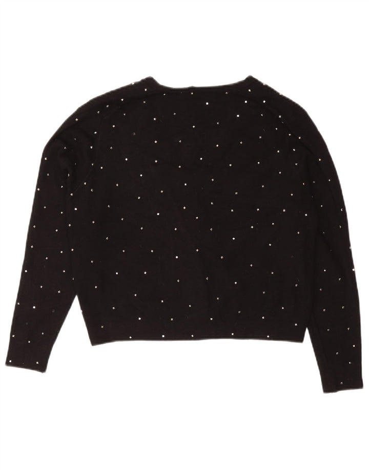 Zara Womens Bolero Jumper UK 12 Medium Black Spotted Viscose