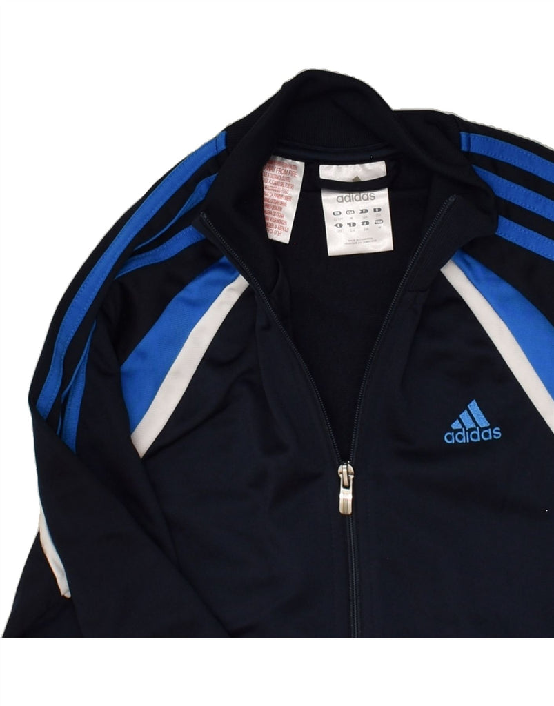 ADIDAS Boys Tracksuit Top Jacket 11-12 Years Navy Blue Striped Polyester | Vintage Adidas | Thrift | Second-Hand Adidas | Used Clothing | Messina Hembry 