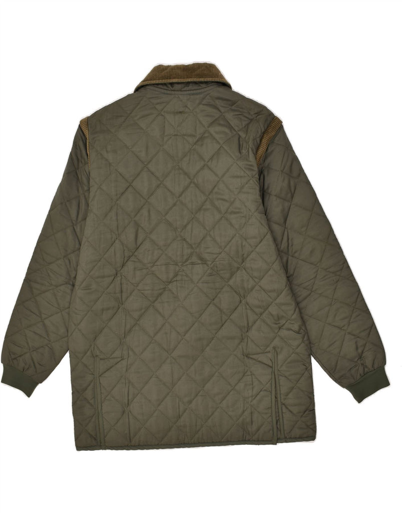 VINTAGE Mens Quilted Jacket IT 48 Medium Khaki Polyester Vintage Vintage and Second-Hand Vintage from Messina Hembry 