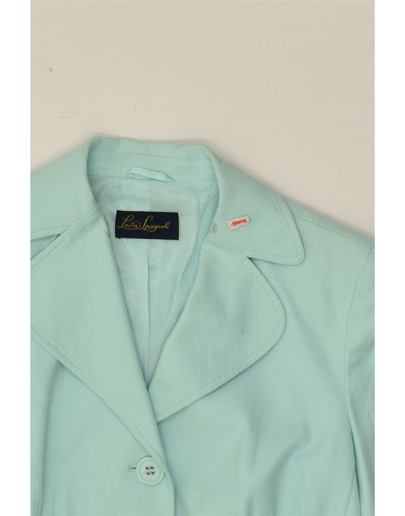 LUISA SPAGNOLI Womens 3 Button Blazer Jacket UK 10 Small Turquoise Cotton | Vintage Luisa Spagnoli | Thrift | Second-Hand Luisa Spagnoli | Used Clothing | Messina Hembry 