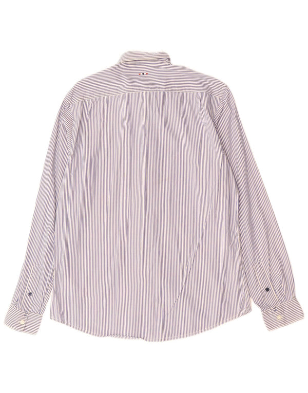 Napapijri Mens Urban Fit Shirt Medium Blue Pinstripe Cotton