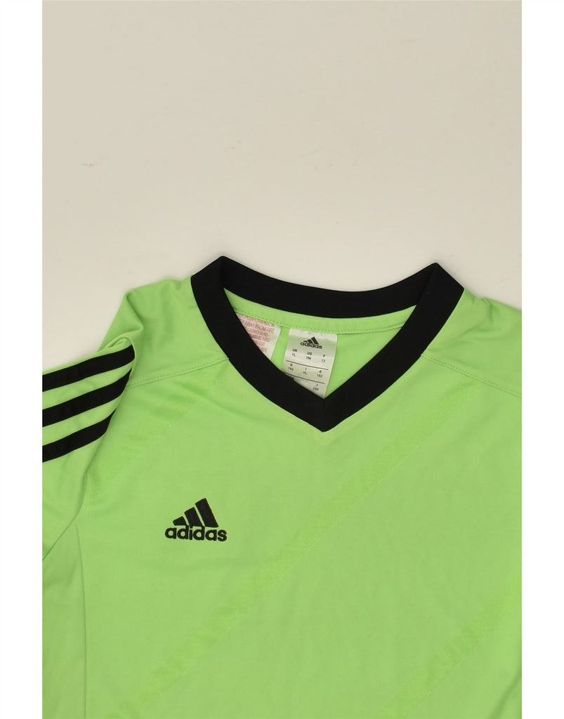 ADIDAS Boys T-Shirt Top 11-12 Years Large Green Polyester | Vintage Adidas | Thrift | Second-Hand Adidas | Used Clothing | Messina Hembry 