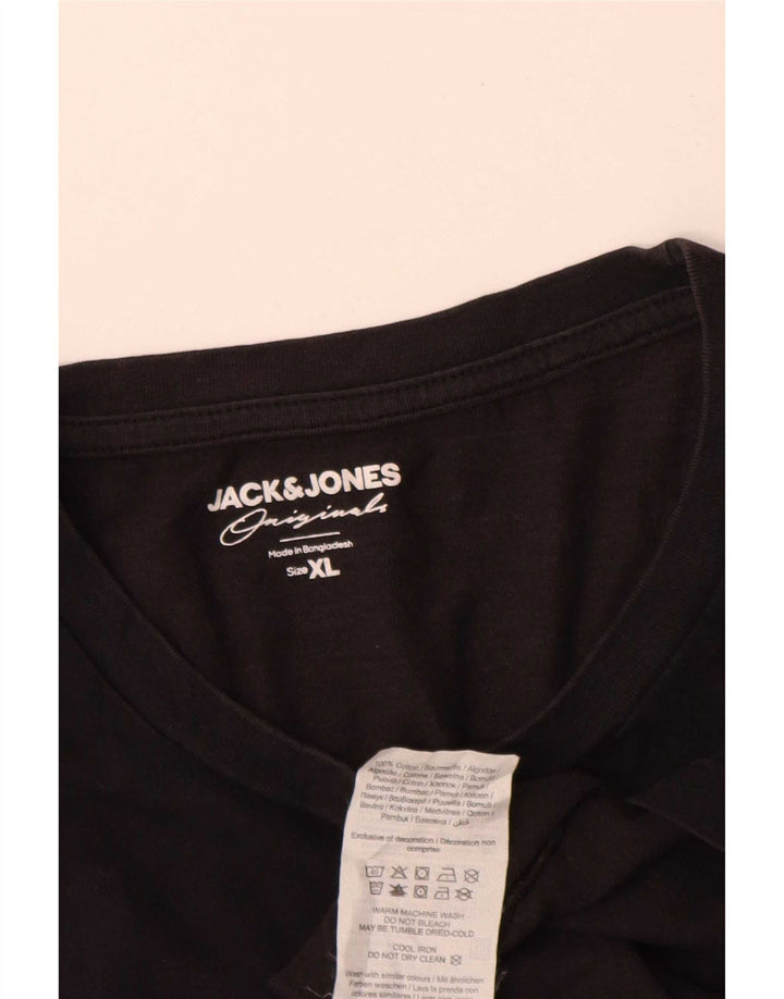 Jack & Jones Mens T-Shirt Top XL Black Cotton