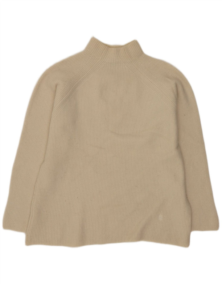 MARINA YACHTING Mens Turtle Neck Jumper Sweater Large Beige Wool