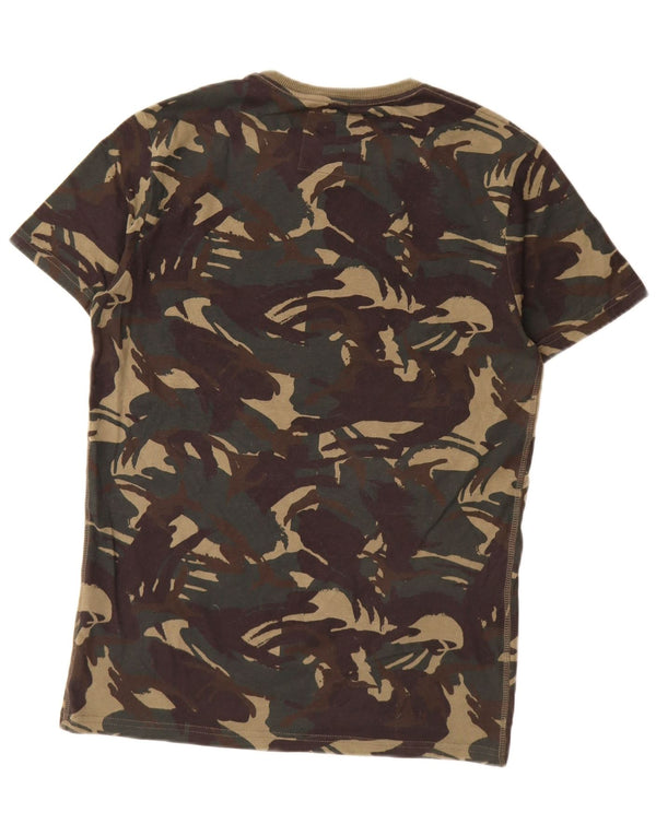 Superdry Mens Graphic T-Shirt Top Small Khaki Camouflage Cotton