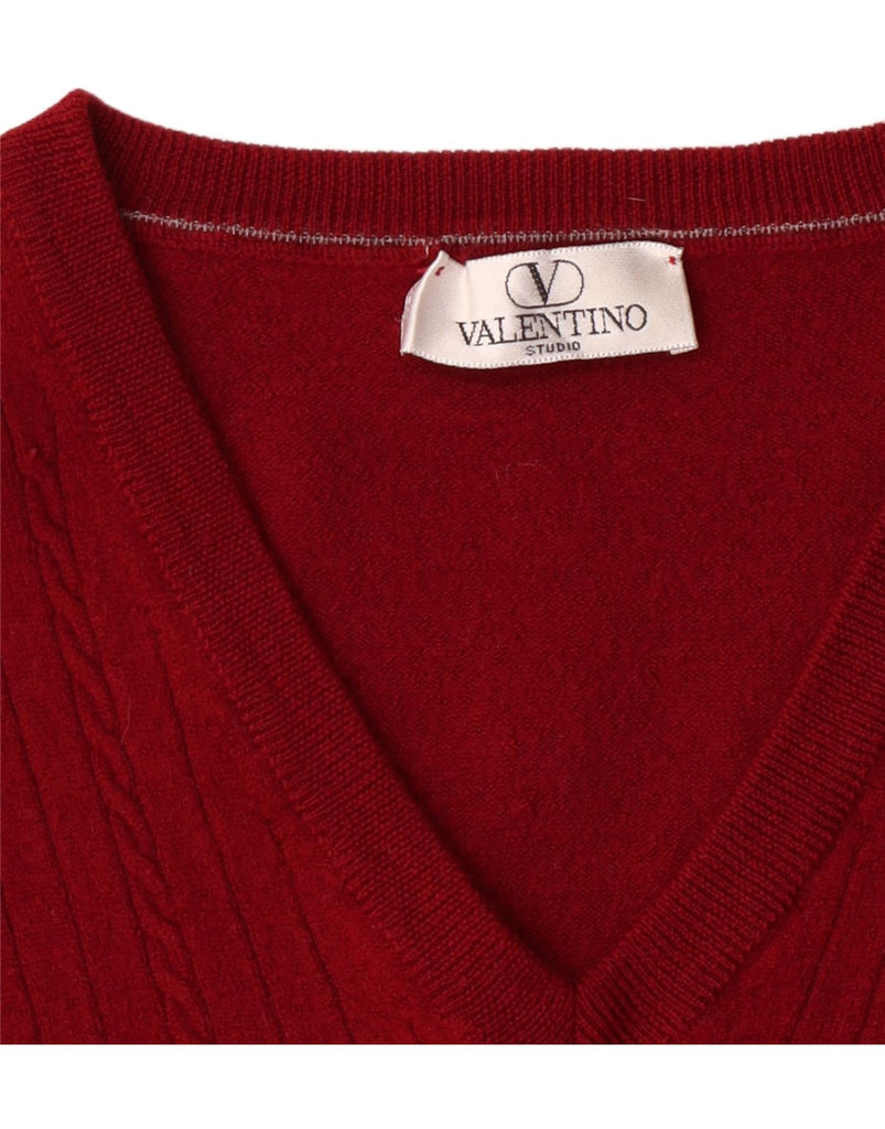 VALENTINO Womens V-Neck Jumper Sweater UK 16 Large Maroon Vintage Valentino and Second-Hand Valentino from Messina Hembry 
