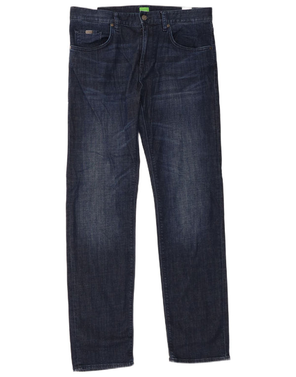 Hugo Boss Mens Straight Jeans W32 L32 Navy Blue Cotton