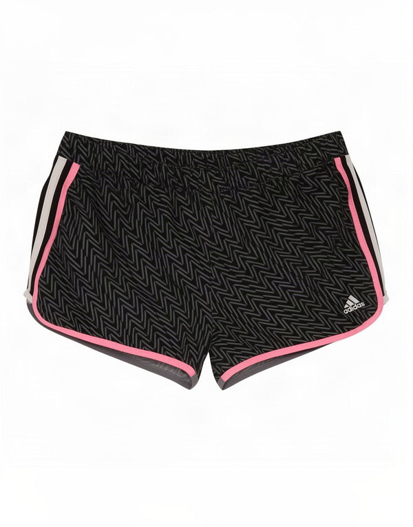 Adidas Womens Climalite Sport Shorts UK 14 Large Black Chevron Polyester
