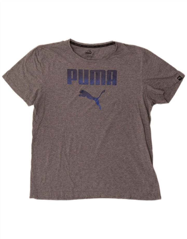 Puma Mens Graphic T-Shirt Top XL Grey Flecked Cotton