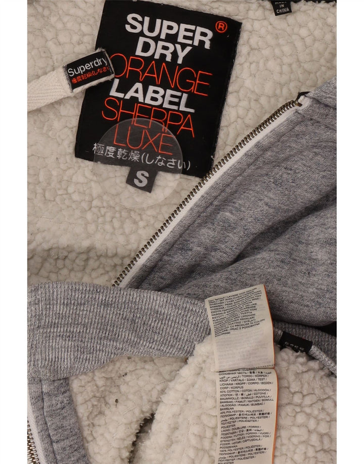 Superdry Mens Zip Hoodie Sweater Small Grey Cotton