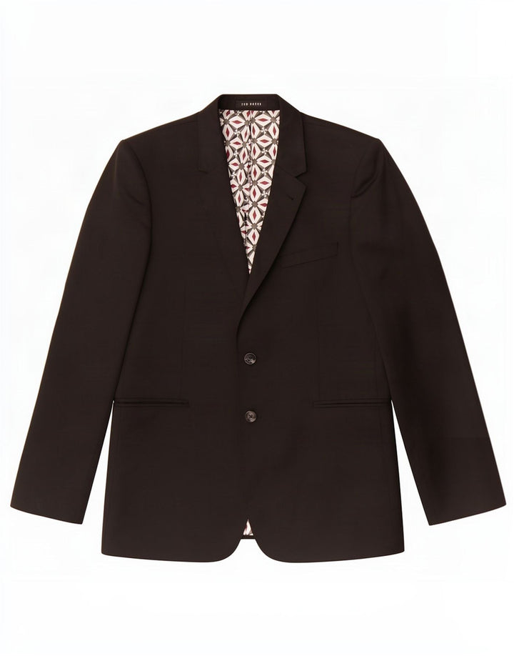 Ted Baker Mens 2 Button Blazer Jacket UK 42 XL Black Wool