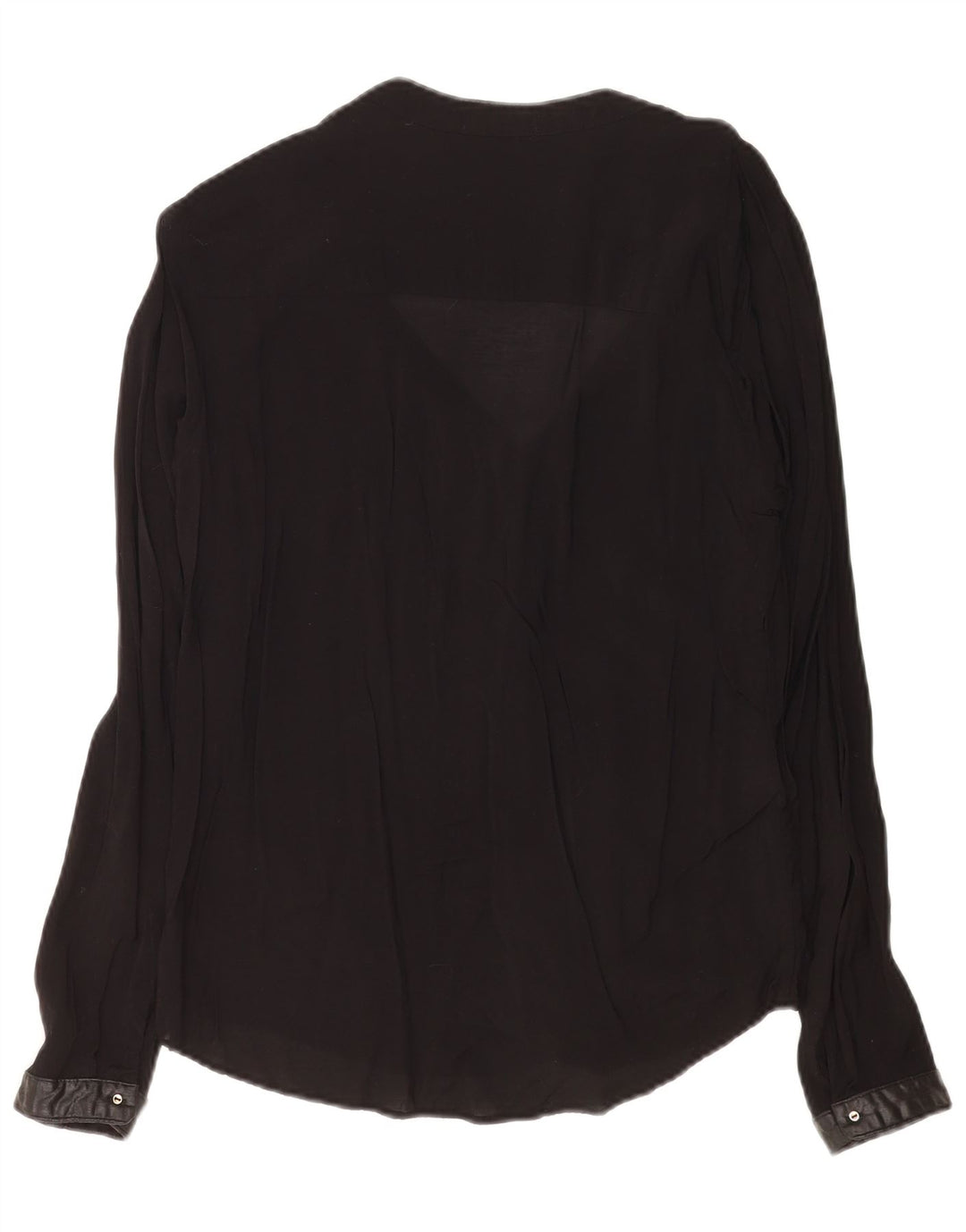 Zara Womens Long Sleeve Shirt Blouse UK 14 Large Black