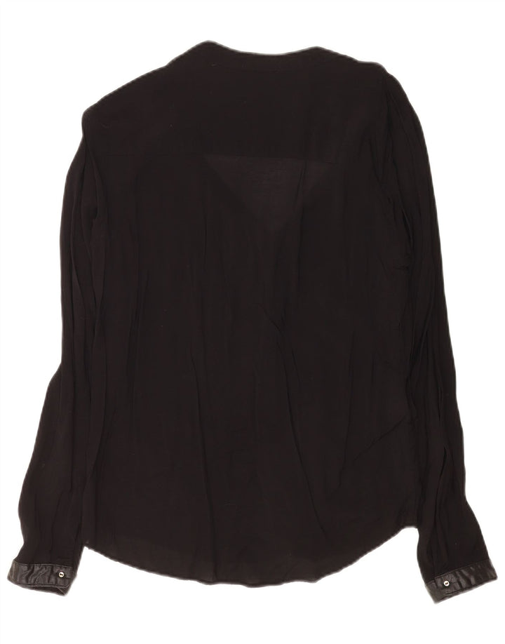 Zara Womens Long Sleeve Shirt Blouse UK 14 Large Black