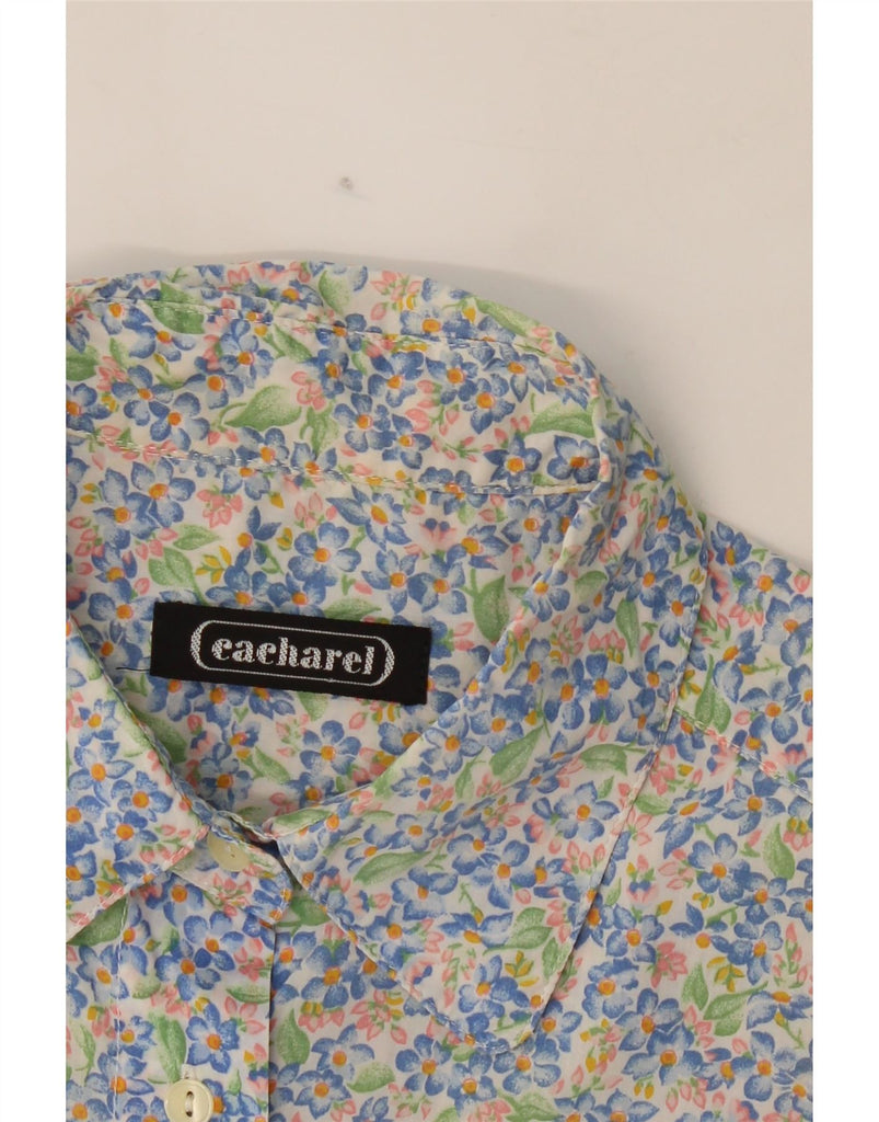 CACHAREL Womens Shirt UK 16 Large Blue Floral Cotton Vintage Cacharel and Second-Hand Cacharel from Messina Hembry 