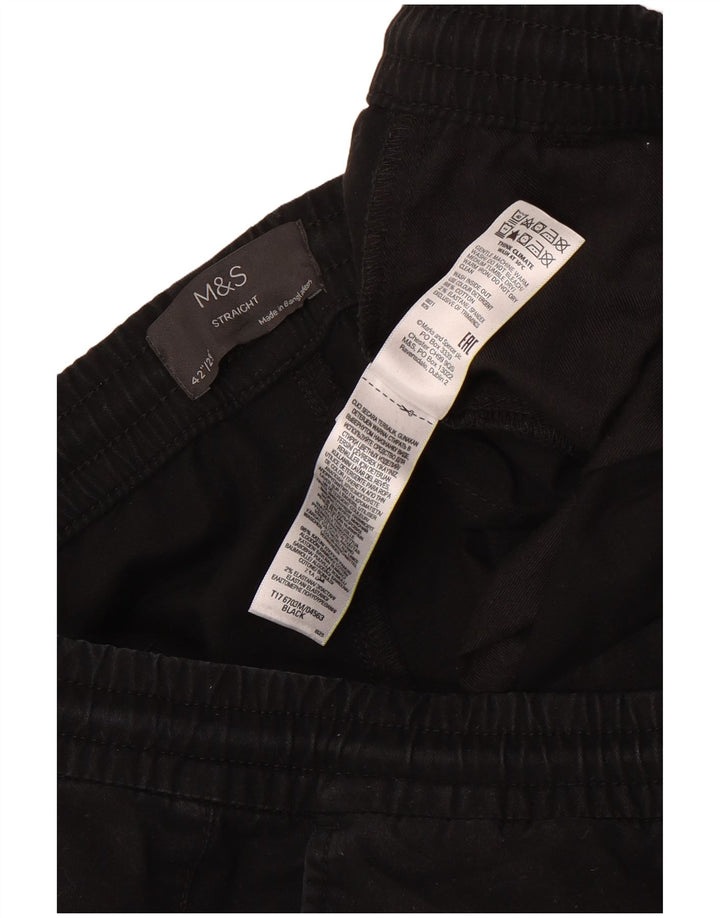 Marks & Spencer Mens Straight Trousers W42 L29 Black Cotton
