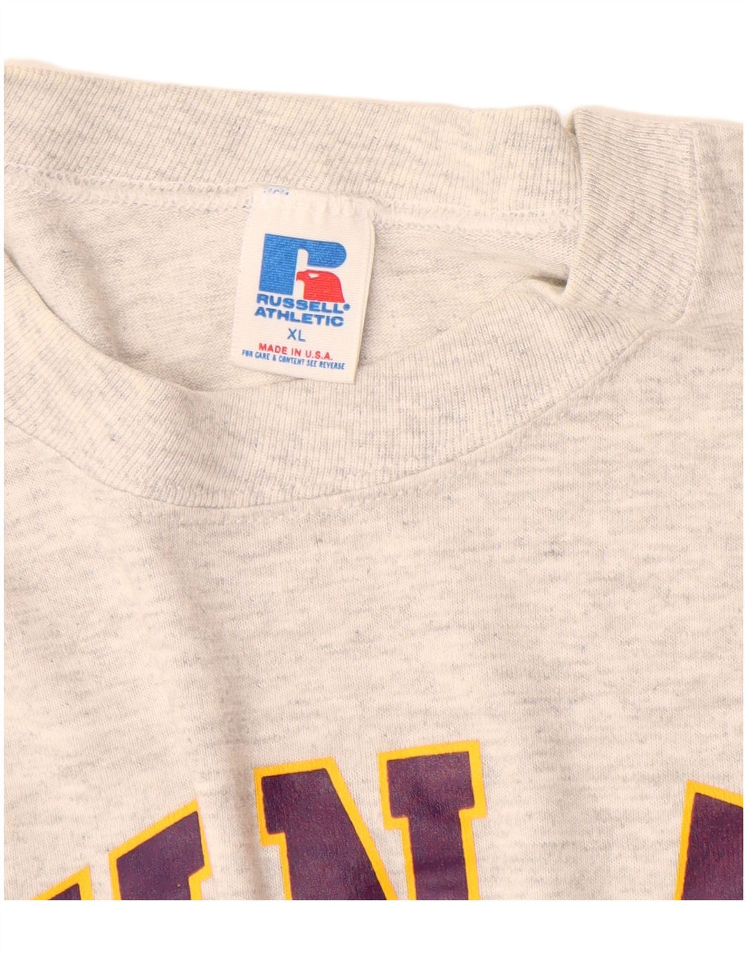 RUSSELL ATHLETIC Mens Graphic T-Shirt Top XL Grey Cotton