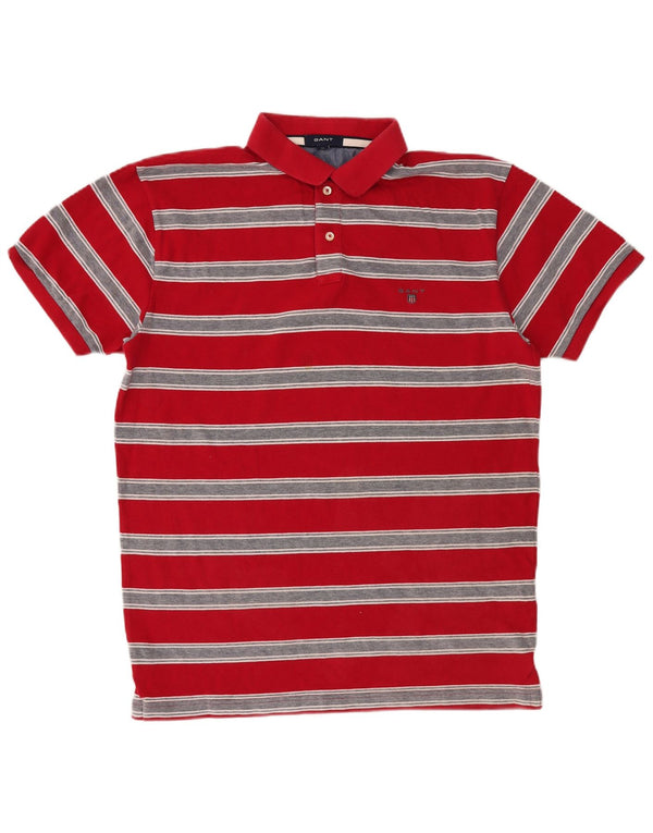 Gant Mens Polo Shirt XL Red Striped Cotton