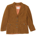 Vintage Womens 4 Button Blazer Jacket IT 46 Large Brown Houndstooth Wool