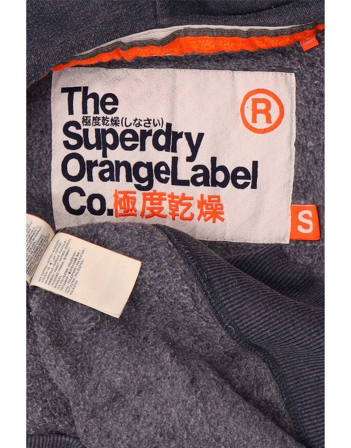 Superdry Mens Zip Hoodie Sweater Small Blue Cotton