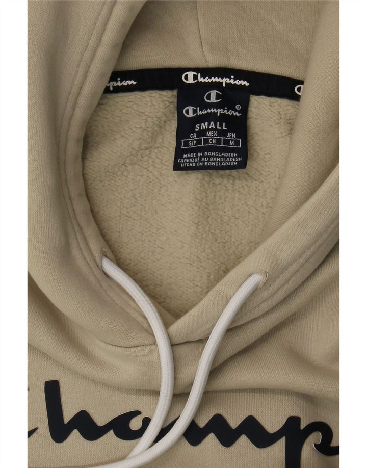 Champion Mens Graphic Hoodie Jumper Small Beige