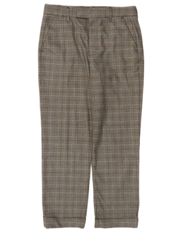 Zara Womens High Waist Straight Suit Trousers EU 36 XS W26 L25 Grey Check