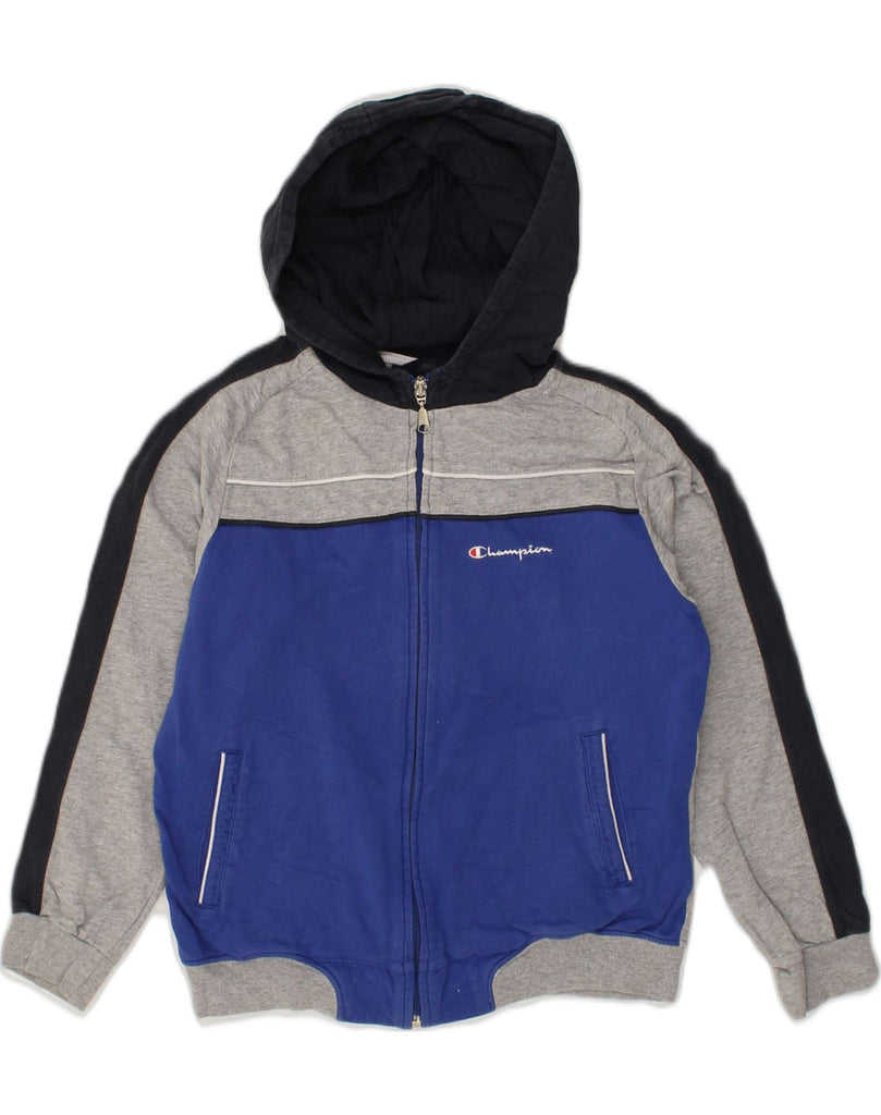 CHAMPION Boys Zip Hoodie Sweater 9-10 Years Medium  Grey Colourblock | Vintage Champion | Thrift | Second-Hand Champion | Used Clothing | Messina Hembry 