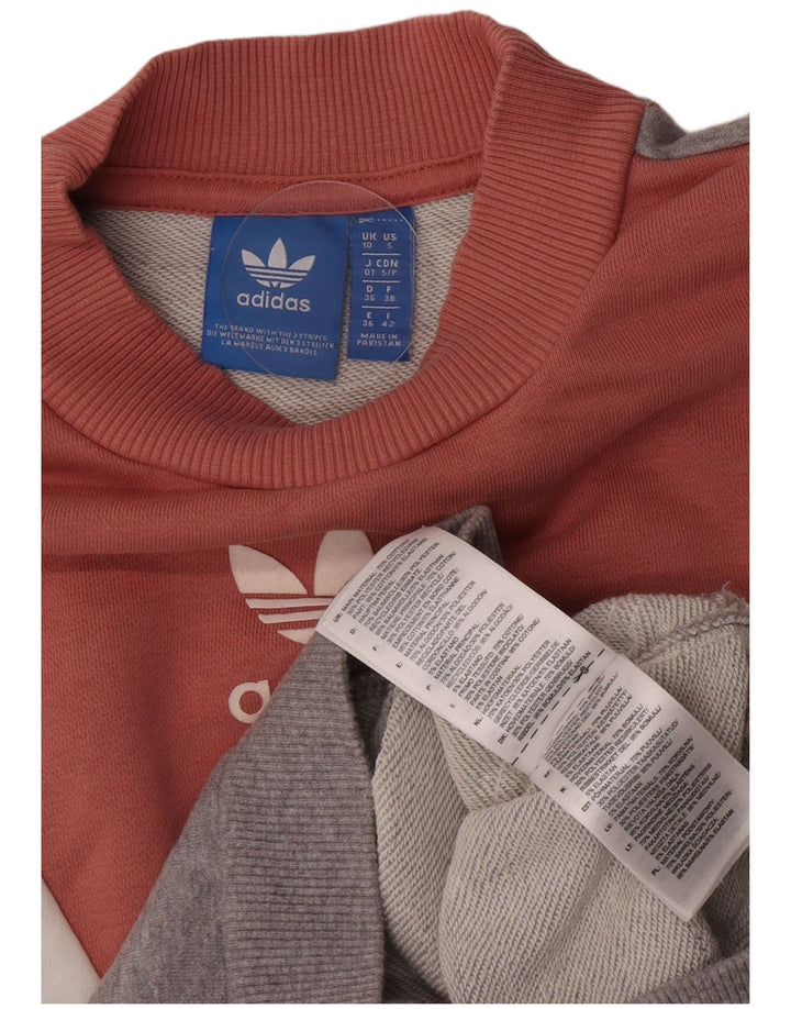 Adidas Womens Oversized Sweatshirt Jumper UK 10 Small Grey Colourblock